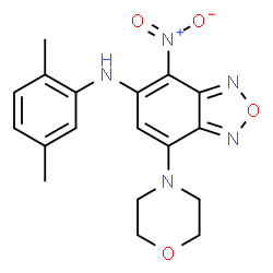 ChemSpider 2D Image | N-(2,5-Dimethylphenyl)-7-(4-morpholinyl)-4-nitro-2,1,3-benzoxadiazol-5-amine | C18H19N5O4