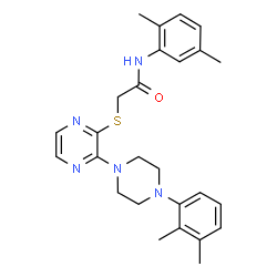 ChemSpider 2D Image | N-(2,5-Dimethylphenyl)-2-({3-[4-(2,3-dimethylphenyl)-1-piperazinyl]-2-pyrazinyl}sulfanyl)acetamide | C26H31N5OS