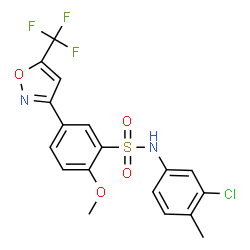 ChemSpider 2D Image | N-(3-Chloro-4-methylphenyl)-2-methoxy-5-[5-(trifluoromethyl)-1,2-oxazol-3-yl]benzenesulfonamide | C18H14ClF3N2O4S