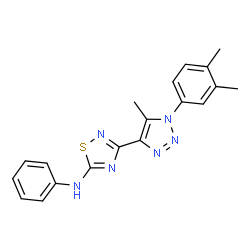 ChemSpider 2D Image | 3-[1-(3,4-Dimethylphenyl)-5-methyl-1H-1,2,3-triazol-4-yl]-N-phenyl-1,2,4-thiadiazol-5-amine | C19H18N6S