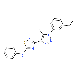 ChemSpider 2D Image | 3-[1-(3-Ethylphenyl)-5-methyl-1H-1,2,3-triazol-4-yl]-N-phenyl-1,2,4-thiadiazol-5-amine | C19H18N6S