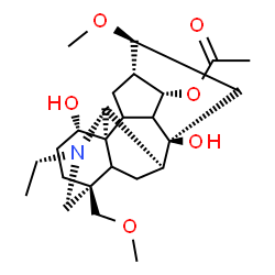 ChemSpider 2D Image | (1alpha,5xi,9xi,10xi,14alpha,16beta)-20-Ethyl-1,8-dihydroxy-16-methoxy-4-(methoxymethyl)aconitan-14-yl acetate | C25H39NO6