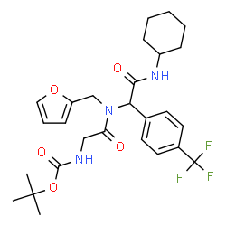 ChemSpider 2D Image | 2-Methyl-2-propanyl {2-[{2-(cyclohexylamino)-2-oxo-1-[4-(trifluoromethyl)phenyl]ethyl}(2-furylmethyl)amino]-2-oxoethyl}carbamate | C27H34F3N3O5