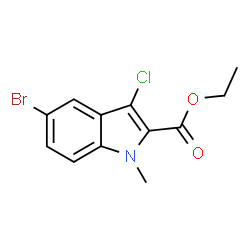 ChemSpider 2D Image | ethyl 5-bromo-3-chloro-1-methyl-indole-2-carboxylate | C12H11BrClNO2