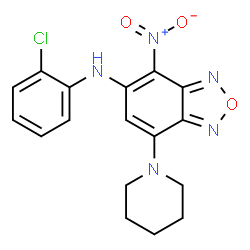 ChemSpider 2D Image | N-(2-Chlorophenyl)-4-nitro-7-(1-piperidinyl)-2,1,3-benzoxadiazol-5-amine | C17H16ClN5O3