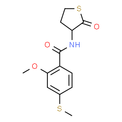 ChemSpider 2D Image | 2-Methoxy-4-(methylsulfanyl)-N-(2-oxotetrahydro-3-thiophenyl)benzamide | C13H15NO3S2
