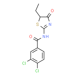 ChemSpider 2D Image | 3,4-dichloro-N-(5-ethyl-4-oxo-5H-1,3-thiazol-2-yl)benzamide | C12H10Cl2N2O2S