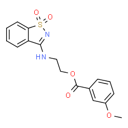ChemSpider 2D Image | 2-[(1,1-Dioxido-1,2-benzothiazol-3-yl)amino]ethyl 3-methoxybenzoate | C17H16N2O5S