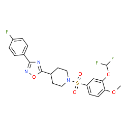 ChemSpider 2D Image | 1-{[3-(Difluoromethoxy)-4-methoxyphenyl]sulfonyl}-4-[3-(4-fluorophenyl)-1,2,4-oxadiazol-5-yl]piperidine | C21H20F3N3O5S