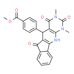 ChemSpider 2D Image | Methyl 4-(1,3-dimethyl-2,4,6-trioxo-2,3,4,5,6,11-hexahydro-1H-indeno[2',1':5,6]pyrido[2,3-d]pyrimidin-5-yl)benzoate | C24H19N3O5
