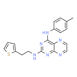 ChemSpider 2D Image | N~4~-(4-Methylphenyl)-N~2~-[2-(2-thienyl)ethyl]-2,4-pteridinediamine | C19H18N6S