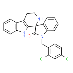 ChemSpider 2D Image | 1'-(2,4-Dichlorobenzyl)-2,3,4,9-tetrahydrospiro[beta-carboline-1,3'-indol]-2'(1'H)-one | C25H19Cl2N3O