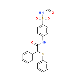 ChemSpider 2D Image | N-[4-(Acetylsulfamoyl)phenyl]-2-phenyl-2-(phenylsulfanyl)acetamide | C22H20N2O4S2