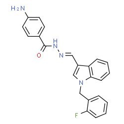 ChemSpider 2D Image | 4-Amino-N'-{(E)-[1-(2-fluorobenzyl)-1H-indol-3-yl]methylene}benzohydrazide | C23H19FN4O