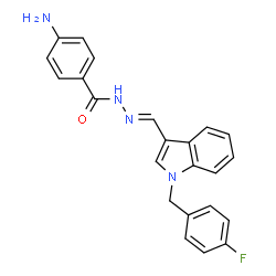 ChemSpider 2D Image | 4-Amino-N'-{(E)-[1-(4-fluorobenzyl)-1H-indol-3-yl]methylene}benzohydrazide | C23H19FN4O