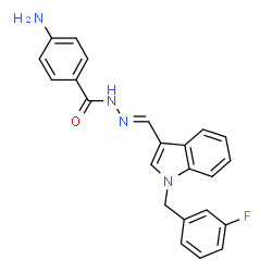 ChemSpider 2D Image | 4-Amino-N'-{(E)-[1-(3-fluorobenzyl)-1H-indol-3-yl]methylene}benzohydrazide | C23H19FN4O