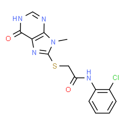 ChemSpider 2D Image | N-(2-Chlorophenyl)-2-[(9-methyl-6-oxo-6,9-dihydro-1H-purin-8-yl)sulfanyl]acetamide | C14H12ClN5O2S