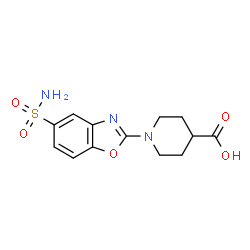 ChemSpider 2D Image | 1-(5-sulfamoylbenzo[d]oxazol-2-yl)piperidine-4-carboxylic acid | C13H15N3O5S