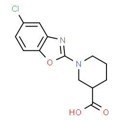 ChemSpider 2D Image | 1-(5-Chloro-1,3-benzoxazol-2-yl)-3-piperidinecarboxylic acid | C13H13ClN2O3