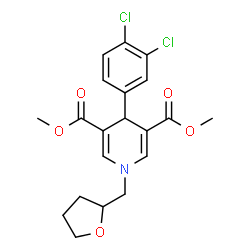 ChemSpider 2D Image | Dimethyl 4-(3,4-dichlorophenyl)-1-(tetrahydro-2-furanylmethyl)-1,4-dihydro-3,5-pyridinedicarboxylate | C20H21Cl2NO5