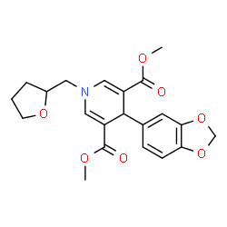 ChemSpider 2D Image | Dimethyl 4-(1,3-benzodioxol-5-yl)-1-(tetrahydro-2-furanylmethyl)-1,4-dihydro-3,5-pyridinedicarboxylate | C21H23NO7
