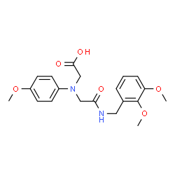 ChemSpider 2D Image | [{2-[(2,3-Dimethoxybenzyl)amino]-2-oxoethyl}(4-methoxyphenyl)amino]acetic acid | C20H24N2O6