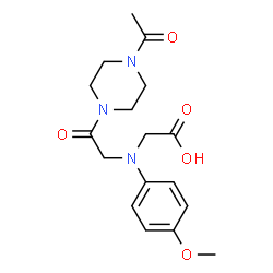 ChemSpider 2D Image | {[2-(4-Acetyl-1-piperazinyl)-2-oxoethyl](4-methoxyphenyl)amino}acetic acid | C17H23N3O5