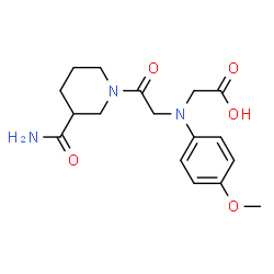 ChemSpider 2D Image | {[2-(3-Carbamoyl-1-piperidinyl)-2-oxoethyl](4-methoxyphenyl)amino}acetic acid | C17H23N3O5