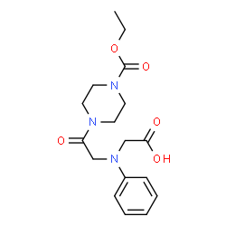 ChemSpider 2D Image | ({2-[4-(ETHOXYCARBONYL)PIPERAZIN-1-YL]-2-OXOETHYL}(PHENYL)AMINO)ACETIC ACID | C17H23N3O5
