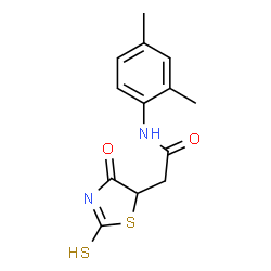 ChemSpider 2D Image | N-(2,4-Dimethylphenyl)-2-(4-oxo-2-thioxo-1,3-thiazolidin-5-yl)acetamide | C13H14N2O2S2