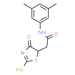 ChemSpider 2D Image | N-(3,5-Dimethylphenyl)-2-(4-oxo-2-thioxo-1,3-thiazolidin-5-yl)acetamide | C13H14N2O2S2
