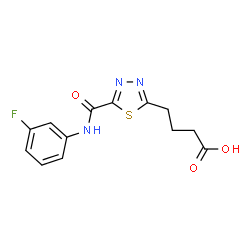 ChemSpider 2D Image | 4-{5-[(3-Fluorophenyl)carbamoyl]-1,3,4-thiadiazol-2-yl}butanoic acid | C13H12FN3O3S