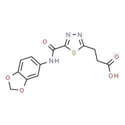 ChemSpider 2D Image | 3-[5-(1,3-Benzodioxol-5-ylcarbamoyl)-1,3,4-thiadiazol-2-yl]propanoic acid | C13H11N3O5S