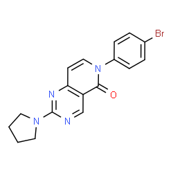 ChemSpider 2D Image | 6-(4-Bromophenyl)-2-(1-pyrrolidinyl)pyrido[4,3-d]pyrimidin-5(6H)-one | C17H15BrN4O