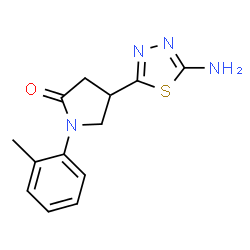 ChemSpider 2D Image | 4-(5-Amino-1,3,4-thiadiazol-2-yl)-1-(2-methylphenyl)-2-pyrrolidinone | C13H14N4OS