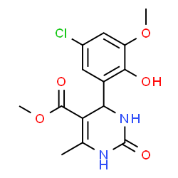 ChemSpider 2D Image | Methyl 4-(5-chloro-2-hydroxy-3-methoxyphenyl)-6-methyl-2-oxo-1,2,3,4-tetrahydro-5-pyrimidinecarboxylate | C14H15ClN2O5