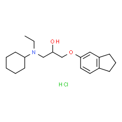 ChemSpider 2D Image | 1-[Cyclohexyl(ethyl)amino]-3-(2,3-dihydro-1H-inden-5-yloxy)-2-propanol hydrochloride (1:1) | C20H32ClNO2