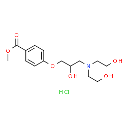ChemSpider 2D Image | Methyl 4-{3-[bis(2-hydroxyethyl)amino]-2-hydroxypropoxy}benzoate hydrochloride (1:1) | C15H24ClNO6