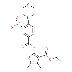 ChemSpider 2D Image | Ethyl 4,5-dimethyl-2-{[4-(4-morpholinyl)-3-nitrobenzoyl]amino}-3-thiophenecarboxylate | C20H23N3O6S