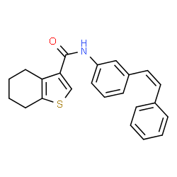 ChemSpider 2D Image | N-{3-[(Z)-2-Phenylvinyl]phenyl}-4,5,6,7-tetrahydro-1-benzothiophene-3-carboxamide | C23H21NOS