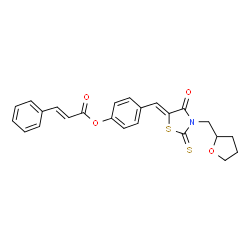 ChemSpider 2D Image | 4-{(Z)-[4-Oxo-3-(tetrahydro-2-furanylmethyl)-2-thioxo-1,3-thiazolidin-5-ylidene]methyl}phenyl (2E)-3-phenylacrylate | C24H21NO4S2