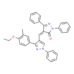 ChemSpider 2D Image | (4Z)-4-{[3-(4-Ethoxy-3-methylphenyl)-1-phenyl-1H-pyrazol-4-yl]methylene}-2,5-diphenyl-2,4-dihydro-3H-pyrazol-3-one | C34H28N4O2