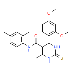 ChemSpider 2D Image | 4-(2,4-Dimethoxyphenyl)-N-(2,4-dimethylphenyl)-6-methyl-2-thioxo-1,2,3,4-tetrahydro-5-pyrimidinecarboxamide | C22H25N3O3S