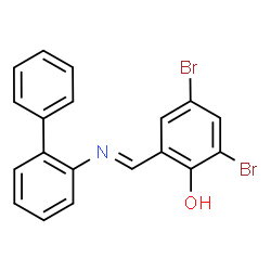 ChemSpider 2D Image | 2-[(E)-(2-Biphenylylimino)methyl]-4,6-dibromophenol | C19H13Br2NO