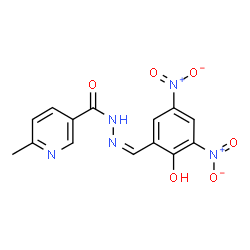 ChemSpider 2D Image | N'-[(Z)-(2-Hydroxy-3,5-dinitrophenyl)methylene]-6-methylnicotinohydrazide | C14H11N5O6