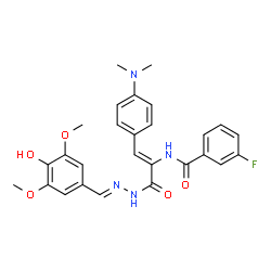 ChemSpider 2D Image | N-{(1Z)-1-[4-(Dimethylamino)phenyl]-3-[(2E)-2-(4-hydroxy-3,5-dimethoxybenzylidene)hydrazino]-3-oxo-1-propen-2-yl}-3-fluorobenzamide | C27H27FN4O5