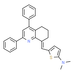 ChemSpider 2D Image | 5-[(E)-(2,4-Diphenyl-6,7-dihydro-8(5H)-quinolinylidene)methyl]-N,N-dimethyl-2-thiophenamine | C28H26N2S
