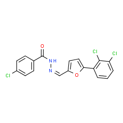 ChemSpider 2D Image | 4-Chloro-N'-{(Z)-[5-(2,3-dichlorophenyl)-2-furyl]methylene}benzohydrazide | C18H11Cl3N2O2