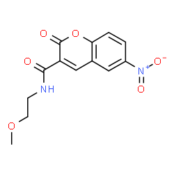 ChemSpider 2D Image | N-(2-Methoxyethyl)-6-nitro-2-oxo-2H-chromene-3-carboxamide | C13H12N2O6