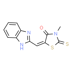 ChemSpider 2D Image | (5E)-5-(1H-Benzimidazol-2-ylmethylene)-3-methyl-2-thioxo-1,3-thiazolidin-4-one | C12H9N3OS2